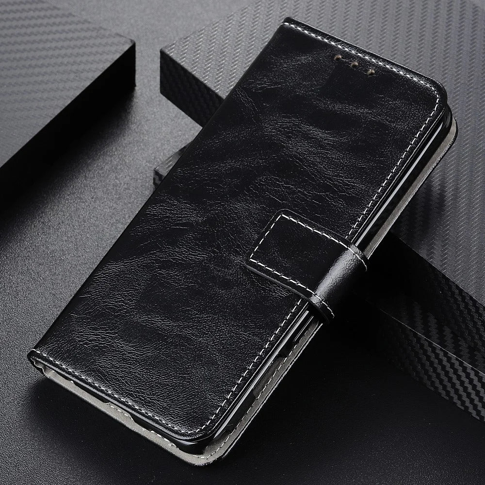 Retro Crazy Horse Texture Leather Case for Google Pixel 8 , Stand Wallet Cell Phone Cover - Black - 6