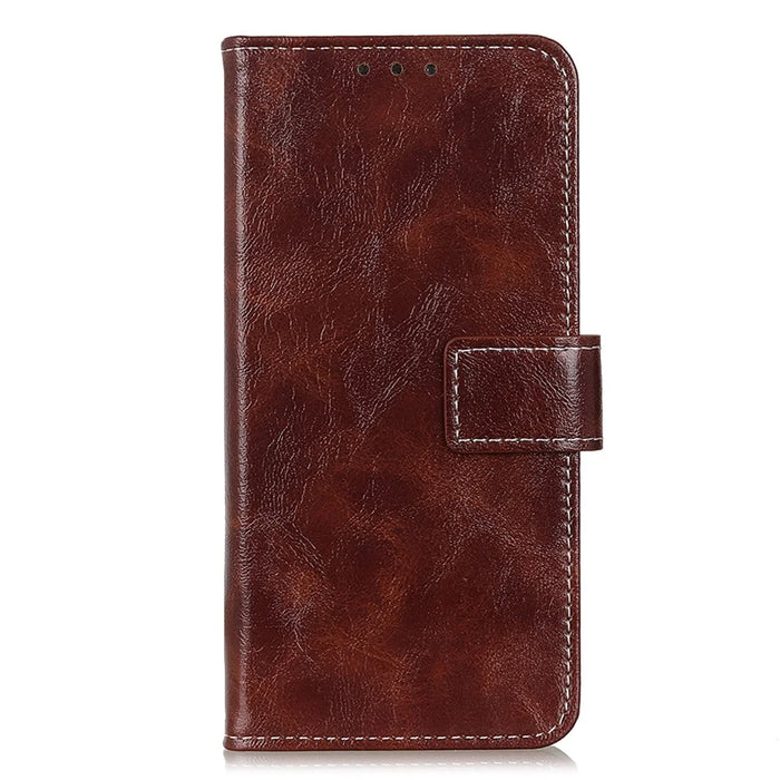 PU Leather Stand Case for Google Pixel 8 Pro , Retro Crazy Horse Texture Wallet Protective Cover - Brown - 7