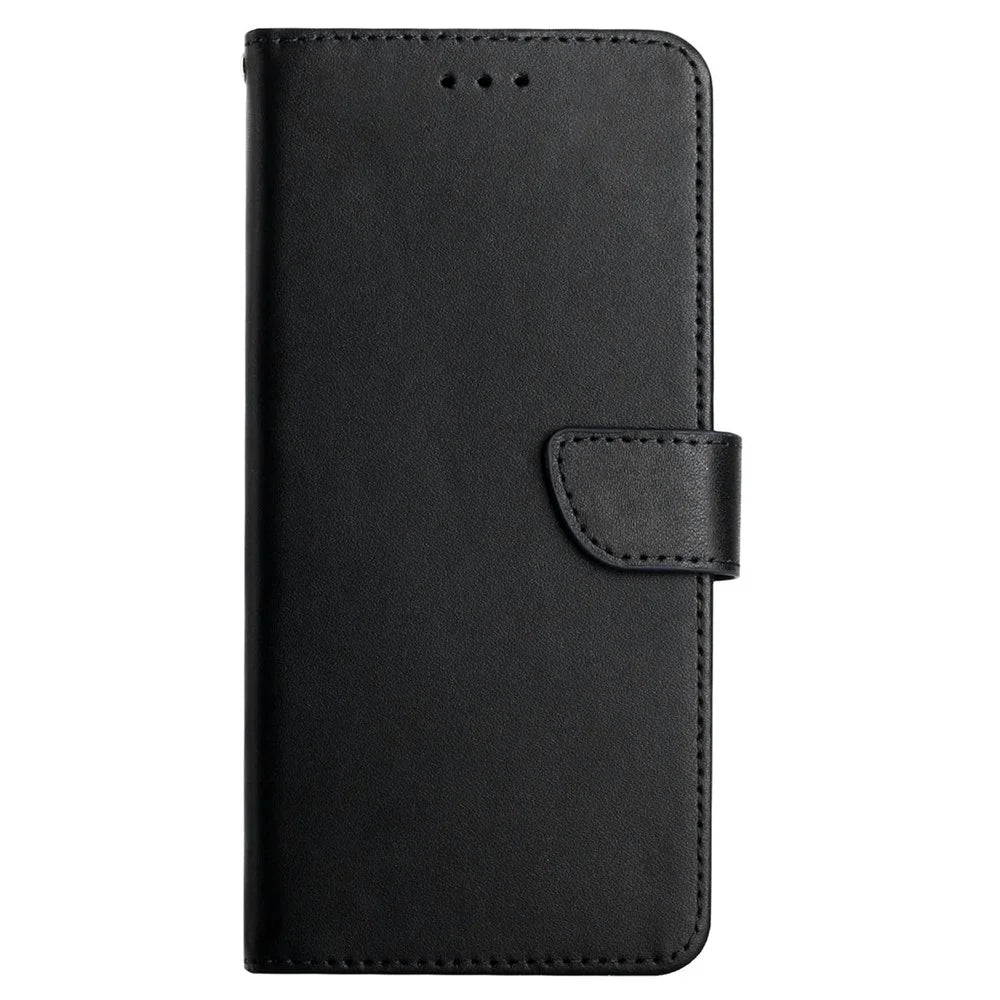 HT02 For Sony Xperia 10 V Nappa Texture Genuine Cow Leather Phone Case Stand Wallet Flip Phone Cover - Black - 7