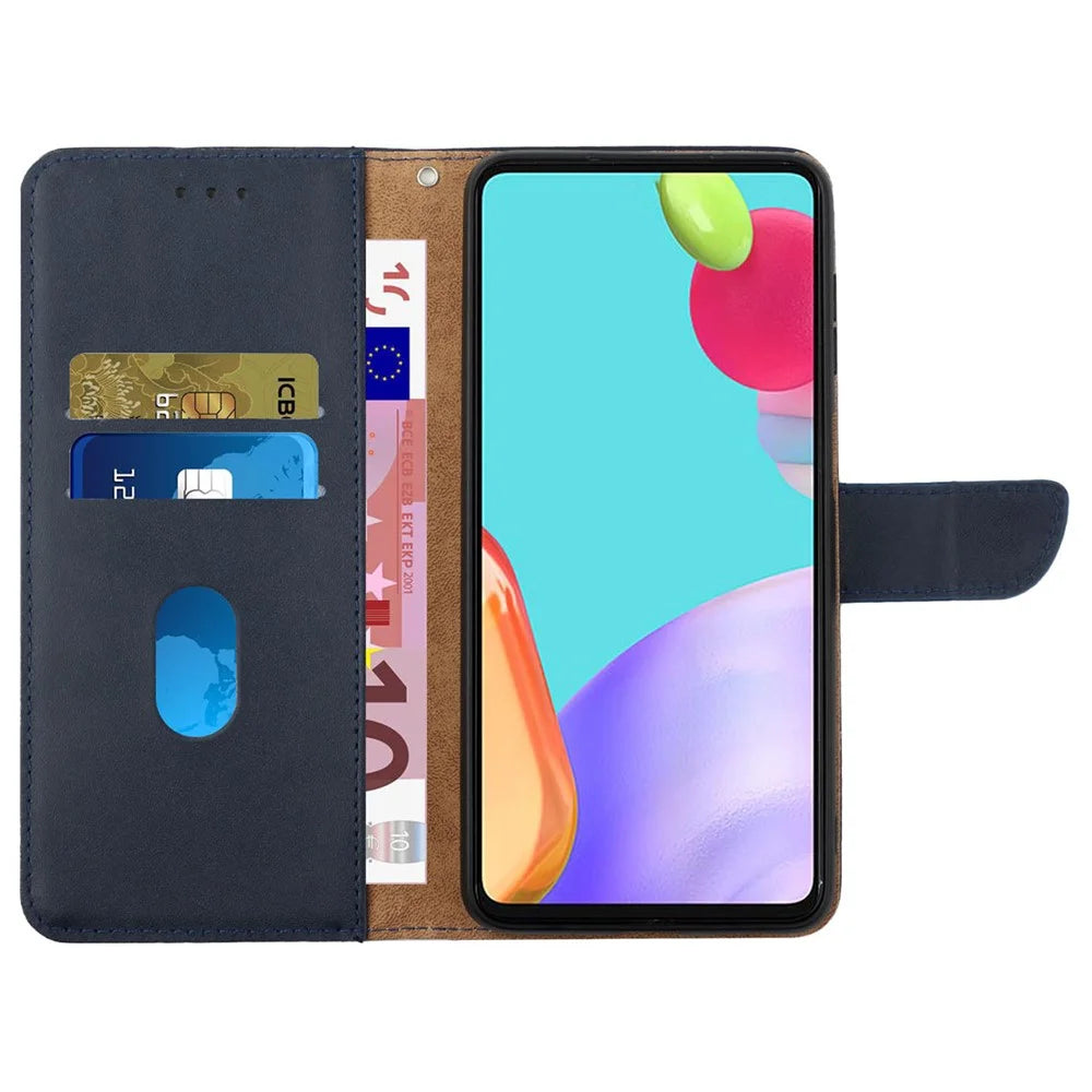 HT02 For Sony Xperia 1 V Nappa Texture Phone Case Stand Wallet Genuine Cow Leather Flip Phone Cover - Blue - 2