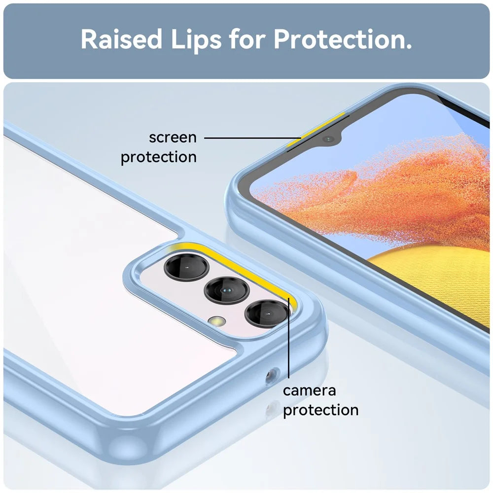 For Samsung Galaxy M14 5G Anti-Drop Phone Cover TPU+Acrylic Dustproof Phone Case Shell  - Blue - 6