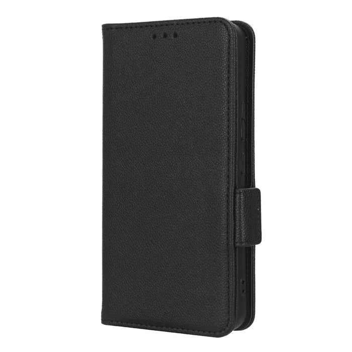 Wallet Case for Nokia C12 4G / C12 Pro / C12 Plus PU Leather Litchi Texture Flip Stand Phone Cover with Strap - Black - 7