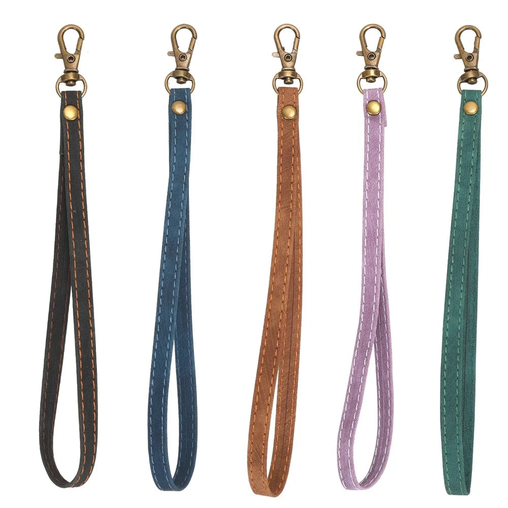 Phone Lanyard Hand Strap for Leather Case, PU Leather+Metal Phone Wrist Strap - Black - 3