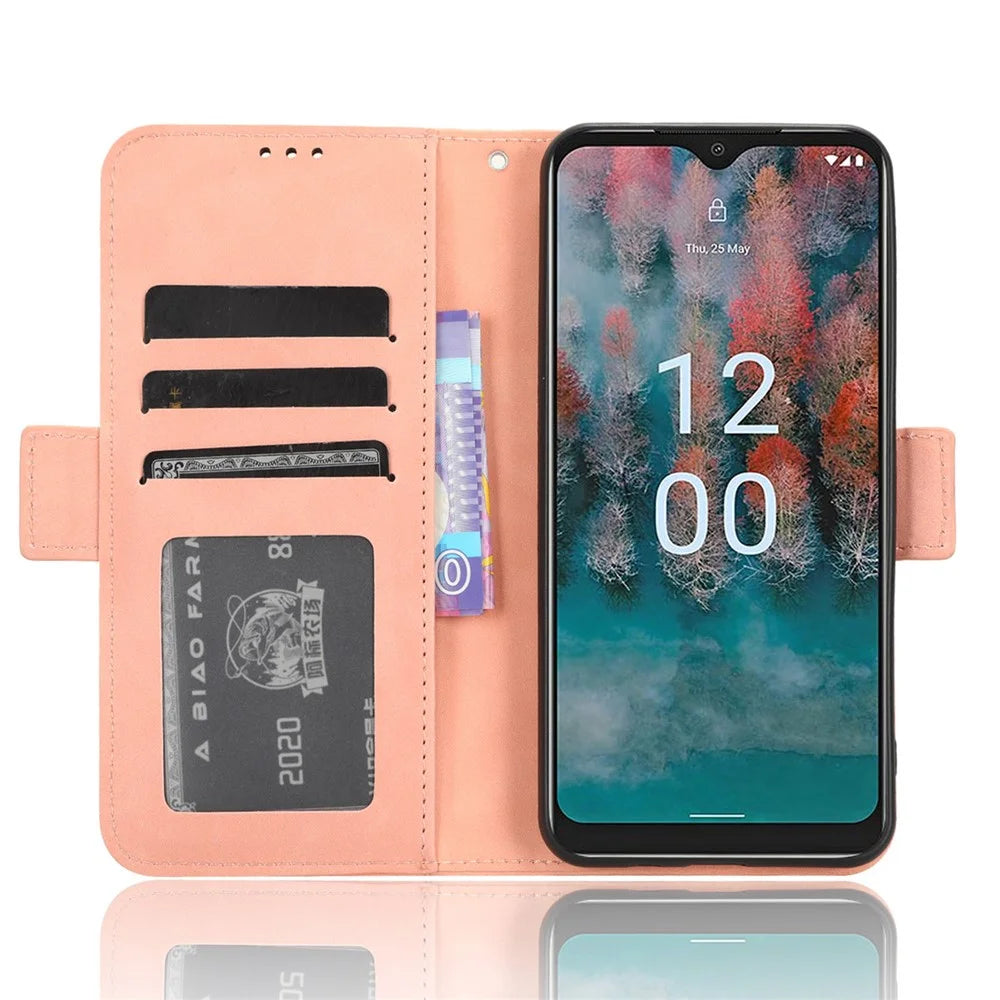For Nokia C12 4G / C12 Pro / C12 Plus Multiple Card Slots Wallet Phone Cover PU Leather Phone Stand Protective Case - Pink - 2
