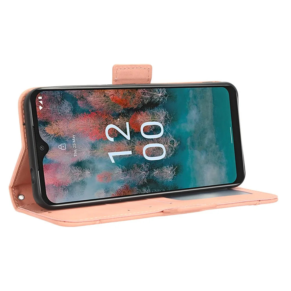 For Nokia C12 4G / C12 Pro / C12 Plus Multiple Card Slots Wallet Phone Cover PU Leather Phone Stand Protective Case - Pink - 3