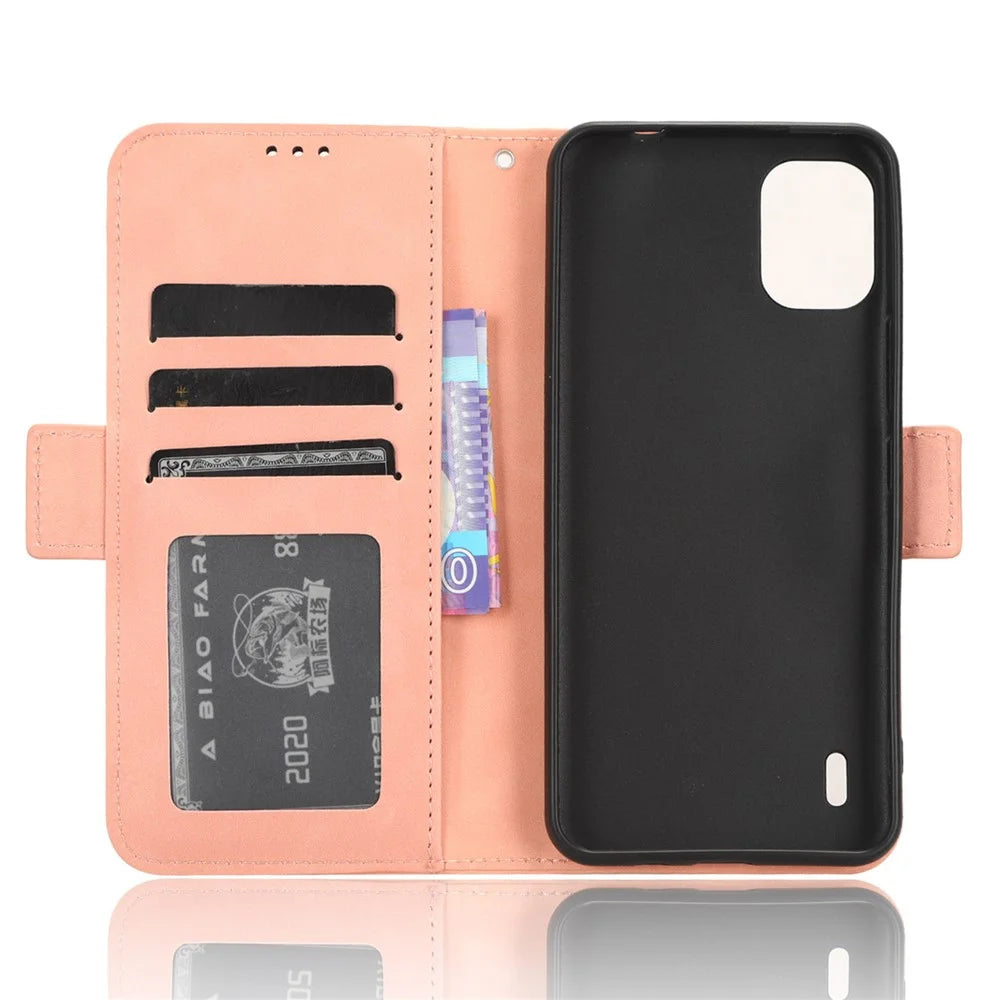 For Nokia C12 4G / C12 Pro / C12 Plus Multiple Card Slots Wallet Phone Cover PU Leather Phone Stand Protective Case - Pink - 4