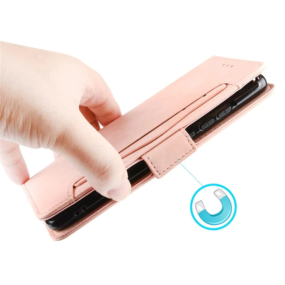 For Nokia C12 4G / C12 Pro / C12 Plus Multiple Card Slots Wallet Phone Cover PU Leather Phone Stand Protective Case - Pink - 5