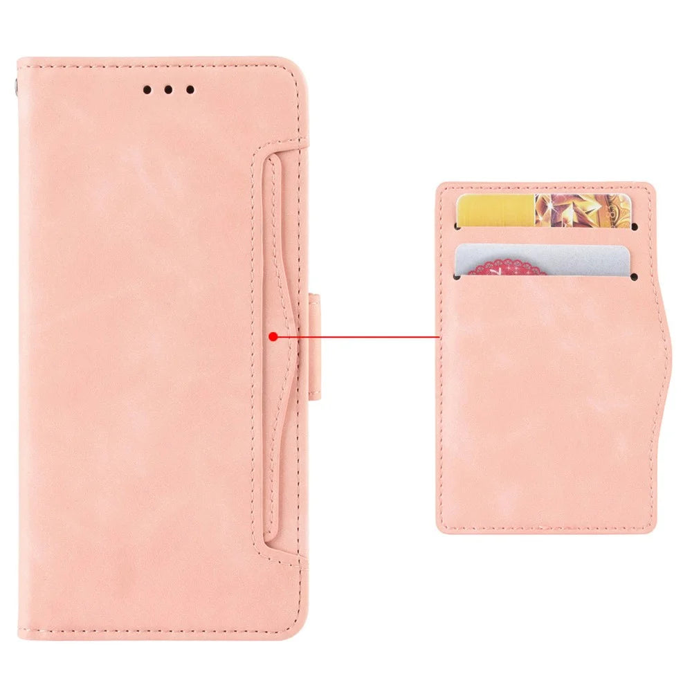 For Nokia C12 4G / C12 Pro / C12 Plus Multiple Card Slots Wallet Phone Cover PU Leather Phone Stand Protective Case - Pink - 6
