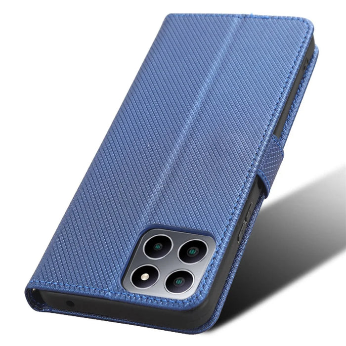 For Boost Mobile Celero 5G+ Diamond Texture PU Leather+TPU Cell Phone Cover Flip Stand Wallet Case - Blue - 5