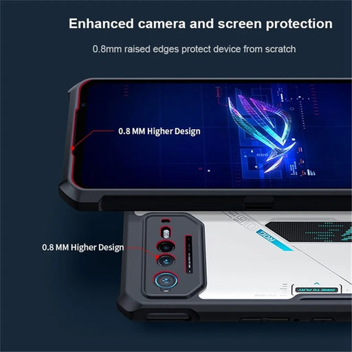 XUNDD Phone Case for Asus ROG Phone 7 5G / 7 Pro , Acrylic+TPU Fall Prevention Protective Cover - Transparent / Black - 2