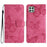 Butterfly Imprinted Shell for Samsung Galaxy A22 5G (EU Version) Stand PU Leather Wallet Skin-touch Phone Cover - Rose - 1