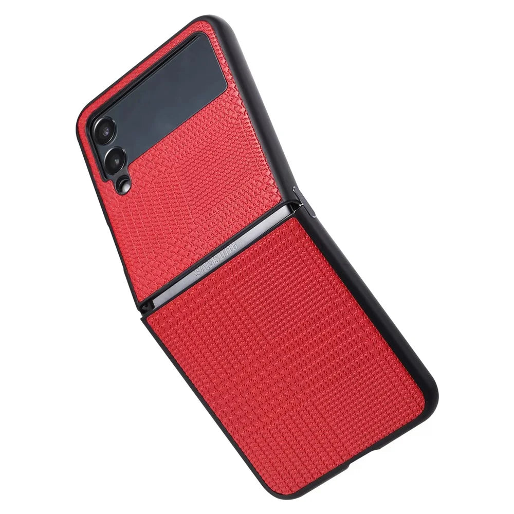 VILI TH Series Phone Case for Samsung Galaxy Z Flip4 5G , Aramid Fiber Fiber PU Leather Coated PC+TPU Phone Cover - 4