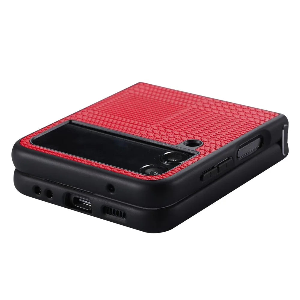 VILI TH Series Phone Case for Samsung Galaxy Z Flip4 5G , Aramid Fiber Fiber PU Leather Coated PC+TPU Phone Cover - 5
