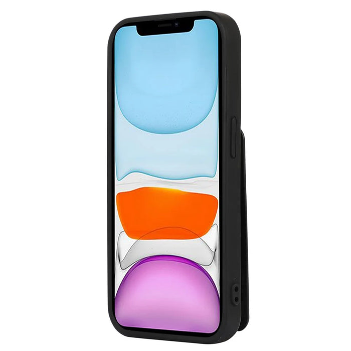Fall-proof Cover for iPhone 11 6.1 inch Card Holder Hand Strap Leather+TPU Phone Kickstand Case with Shoulder Strap - Black - 7