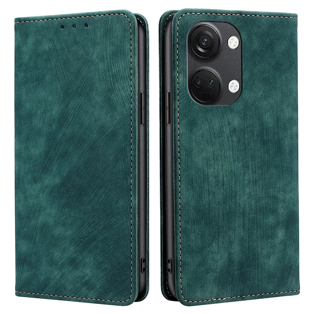 Phone Case for OnePlus Nord 3 5G / Ace 2V 5G Shockproof PU Leather RFID Blocking Stand Wallet Flip Cover - Green - 1