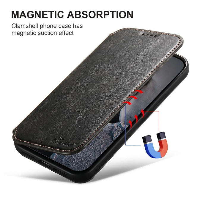 SUTENI J05 For iPhone 14 Pro PU Leather Stand Case Phone Wallet Cover Compatible with MagSafe - Black - 7