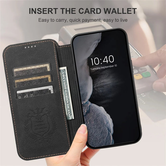 SUTENI J06 For iPhone 14 Pro Stand Wallet PU Leather Phone Case Compatible with MagSafe - Black - 6