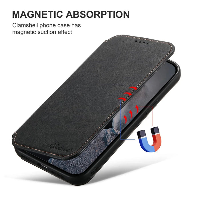 SUTENI J06 For iPhone 14 Pro Stand Wallet PU Leather Phone Case Compatible with MagSafe - Black - 7