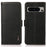 KHAZNEH For Google Pixel 8 Pro RFID Blocking Phone Case Wallet Stand Genuine Cow Leather Cover - Black - 1