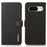 KHAZNEH For Google Pixel 8 RFID Blocking Wallet Case Genuine Cow Leather Stand Protective Phone Cover - Black - 1
