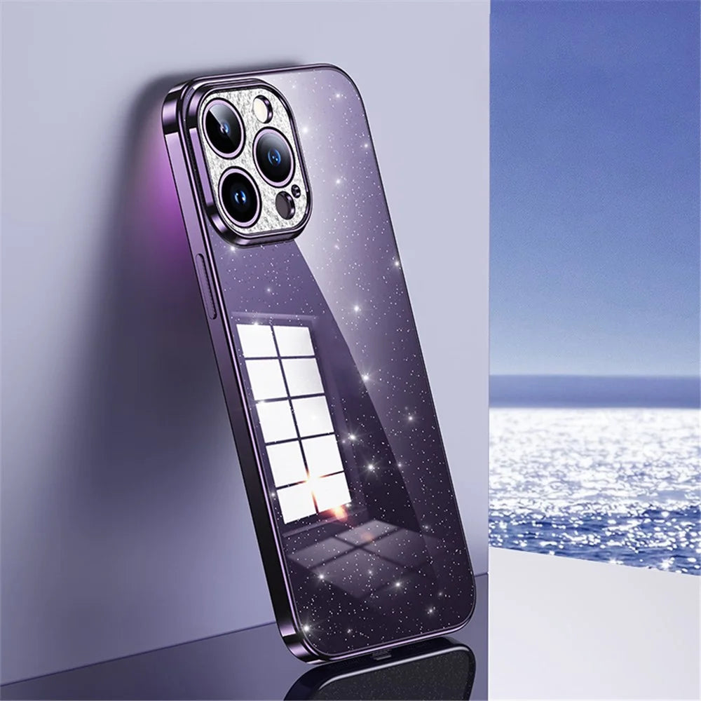 SULADA For iPhone 13 Pro Max 6.7 inch Glitter Soft TPU Phone Case Rhinestone Decor Electroplating Cover - Purple - 2