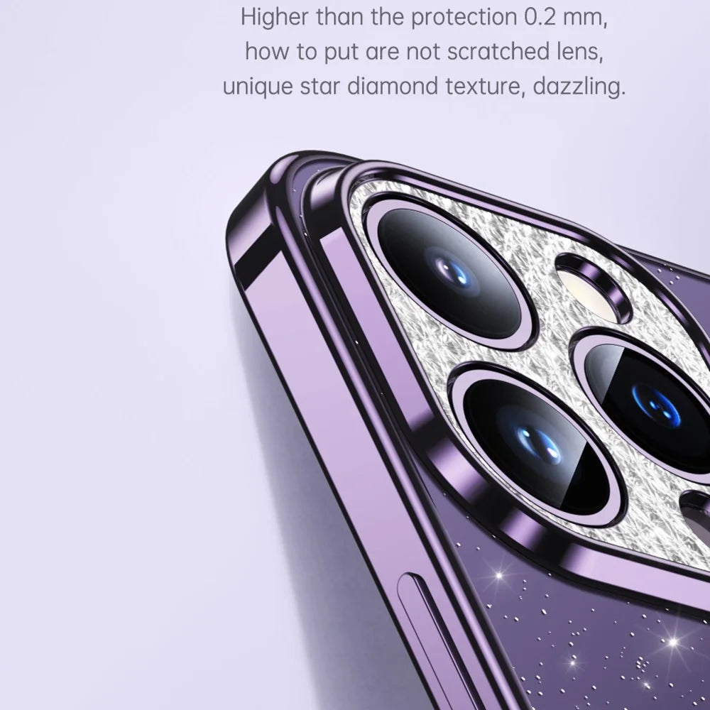 SULADA XingZuan Series For iPhone 13 Pro 6.1 inch Soft TPU Glitter Phone Case Rhinestone Decor Electroplating Back Cover - Purple - 5