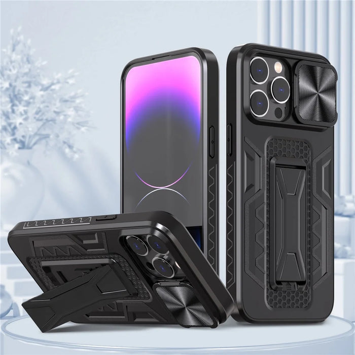 For iPhone 14 Pro Max Anti-Scratch PC+TPU Phone Case Phone Shell with Slide Camera Cover and Kickstand Function - 2