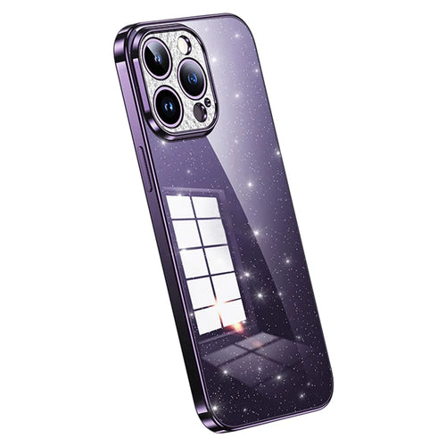 SULADA For iPhone 14 Pro Rhinestone Decor Phone Case Glitter Electroplating TPU Cover - Purple - 1