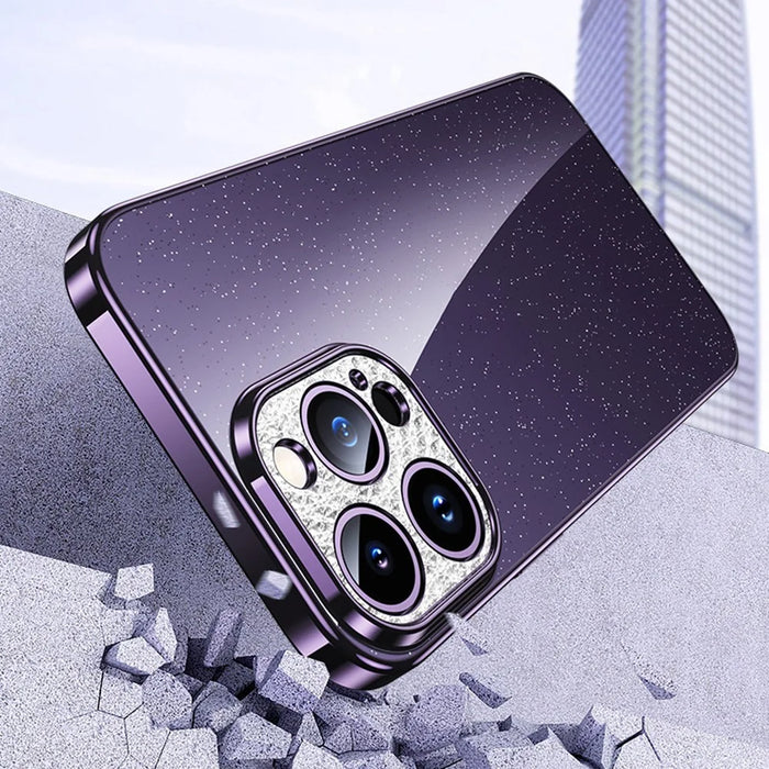 SULADA For iPhone 14 Pro Rhinestone Decor Phone Case Glitter Electroplating TPU Cover - Purple - 7