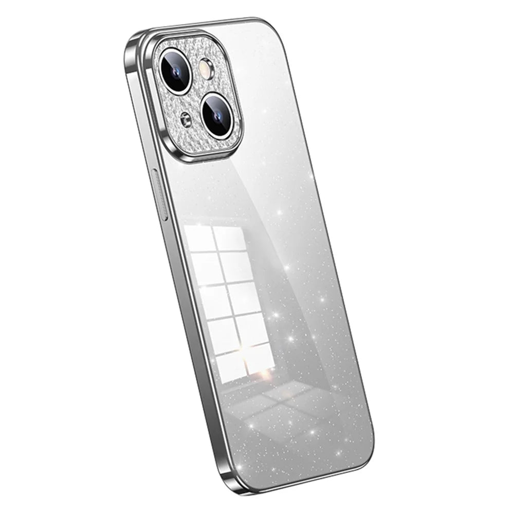SULADA For iPhone 14 Plus Electroplating TPU Phone Case Rhinestone Decor Glitter Phone Cover - White - 1