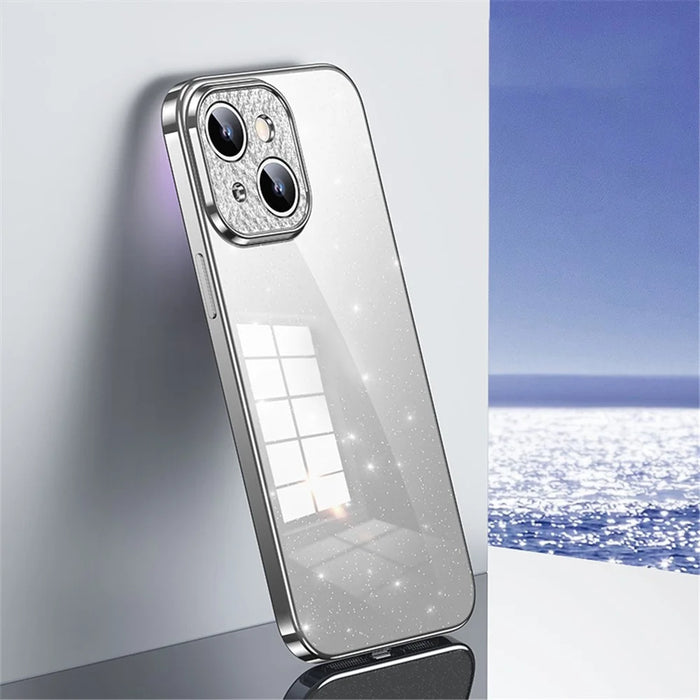 SULADA For iPhone 14 Plus Electroplating TPU Phone Case Rhinestone Decor Glitter Phone Cover - White - 2