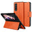 SULADA For Samsung Galaxy Z Fold4 5G Protective PU Leather Cover Anti-Drop Stand Phone Case - Orange - 1