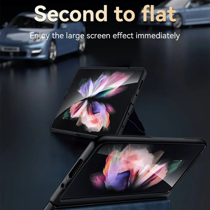 SULADA For Samsung Galaxy Z Fold4 5G Protective PU Leather Cover Anti-Drop Stand Phone Case - Orange - 3