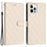 Cell Phone Cover for iPhone 13 Pro , Stand Stitching Line Rhombus Texture PU Leather Phone Case Wallet Shell - White - 1