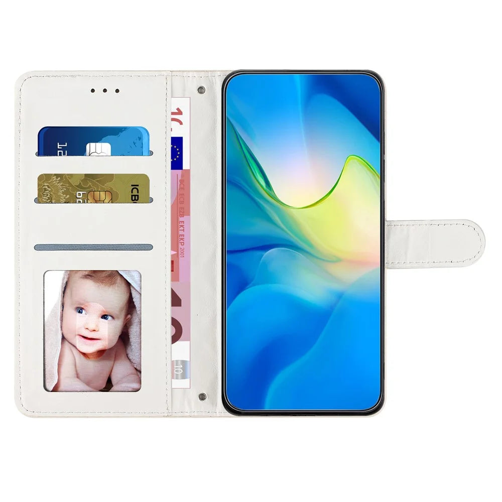 For Samsung Galaxy A52 4G / A52s 5G / A52 5G Stitching Line Rhombus Cell Phone Cover PU Leather Wallet Shell Stand Phone Case - White - 3
