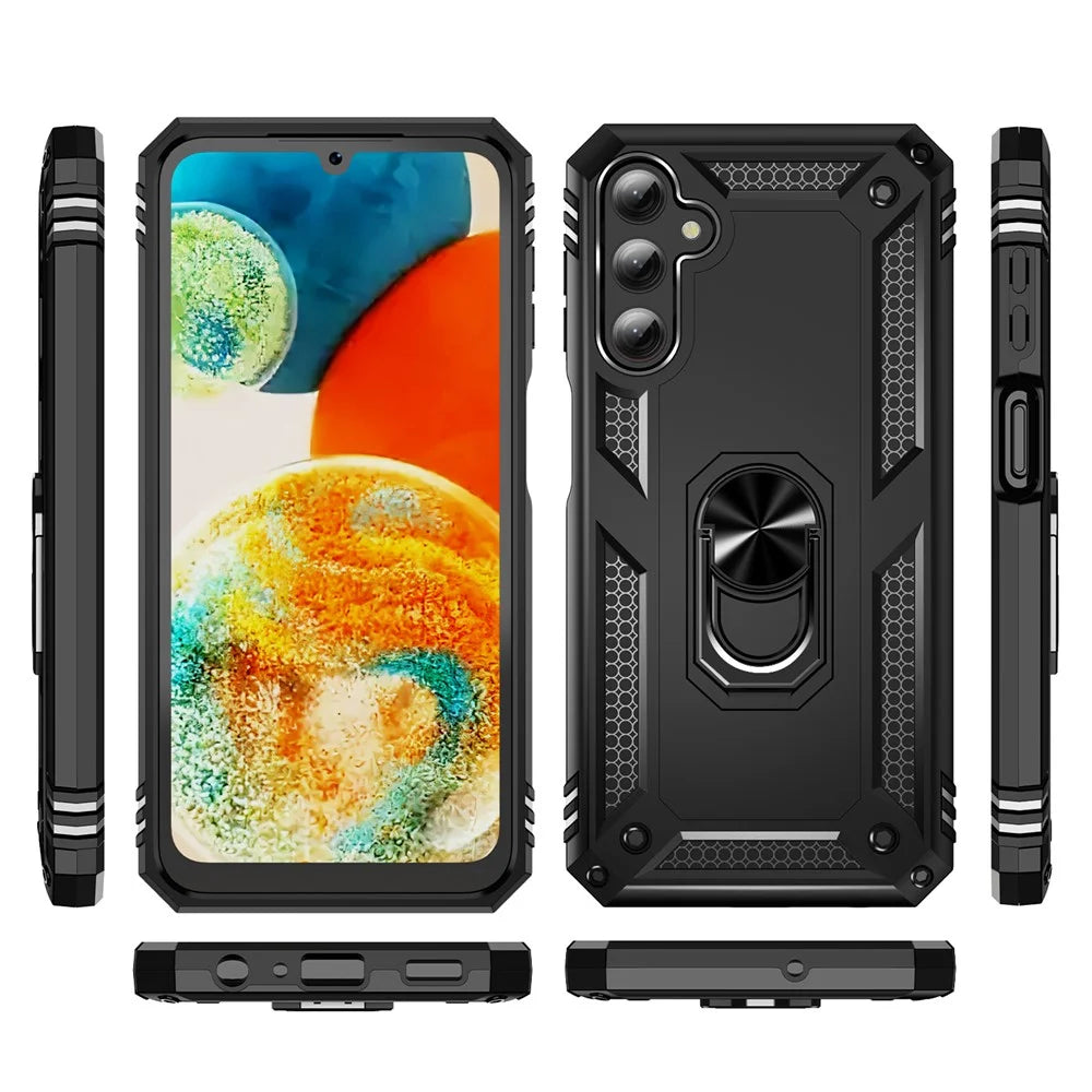 For Samsung Galaxy A24 4G (162.1 x 77.6 x 8.3mm) Kickstand Car Mount Phone Case PC + TPU Dual Layer Protective Cover - Black - 2