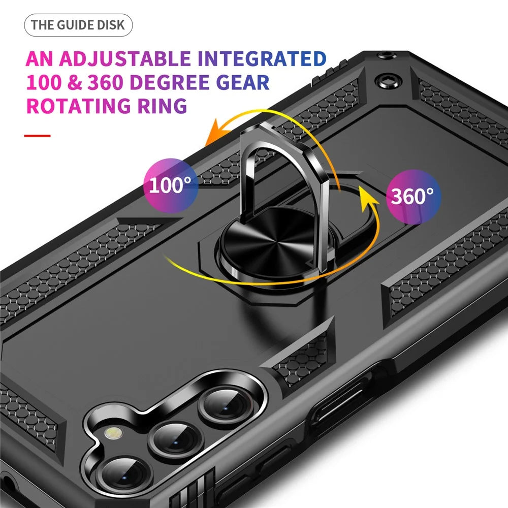 For Samsung Galaxy A24 4G (162.1 x 77.6 x 8.3mm) Kickstand Car Mount Phone Case PC + TPU Dual Layer Protective Cover - Black - 5