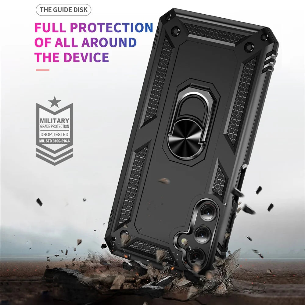 For Samsung Galaxy A24 4G (162.1 x 77.6 x 8.3mm) Kickstand Car Mount Phone Case PC + TPU Dual Layer Protective Cover - Black - 7