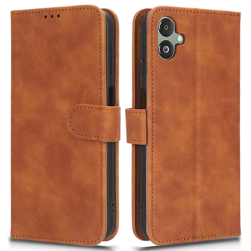 For Samsung Galaxy F14 5G Skin-touch Wallet Phone Case PU Leather Stand Cover - Brown - 1