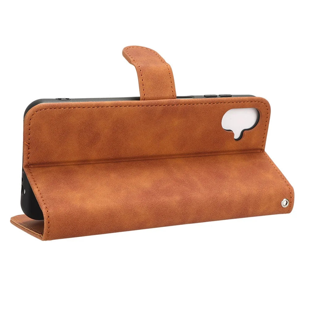 For Samsung Galaxy F14 5G Skin-touch Wallet Phone Case PU Leather Stand Cover - Brown - 3