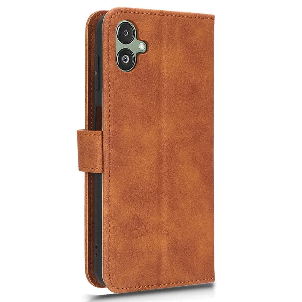 For Samsung Galaxy F14 5G Skin-touch Wallet Phone Case PU Leather Stand Cover - Brown - 5