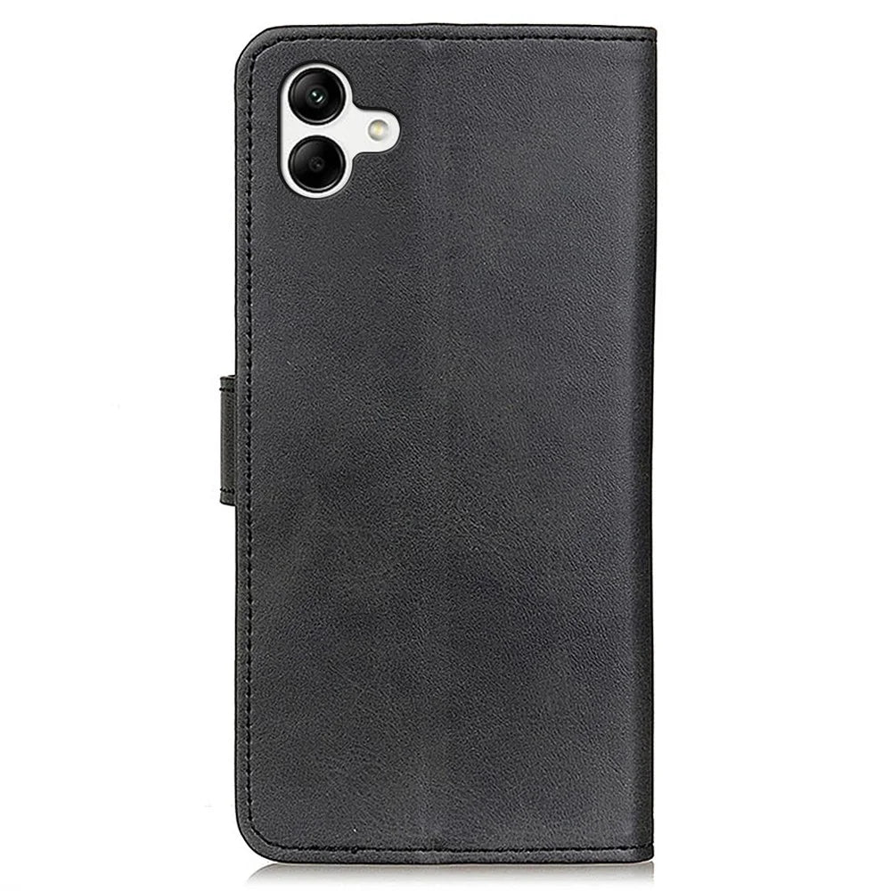 Phone Case for Samsung Galaxy F14 5G PU Leather Cowhide Texture Wallet Stand Flip Shell Cover - Black - 7