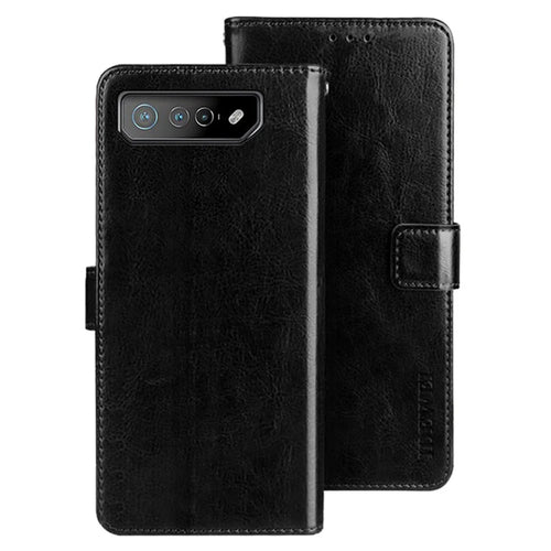 IDEWEI For Asus ROG Phone 7 5G Stand Phone Case Crazy Horse Texture PU Leather+TPU Wallet Cover - Black - 1