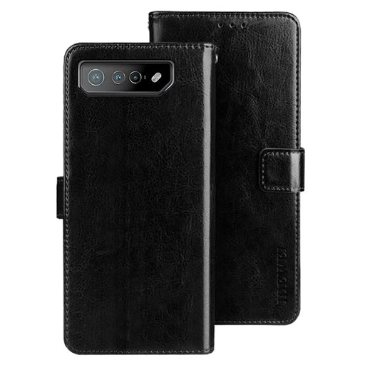 IDEWEI For Asus ROG Phone 7 5G Stand Phone Case Crazy Horse Texture PU Leather+TPU Wallet Cover - Black - 1