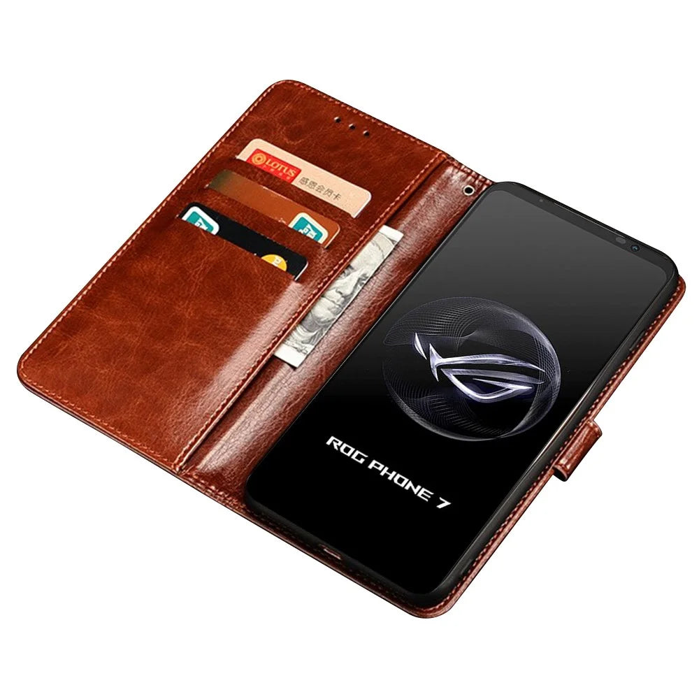 IDEWEI For Asus ROG Phone 7 5G Stand Phone Case Crazy Horse Texture PU Leather+TPU Wallet Cover - Black - 3