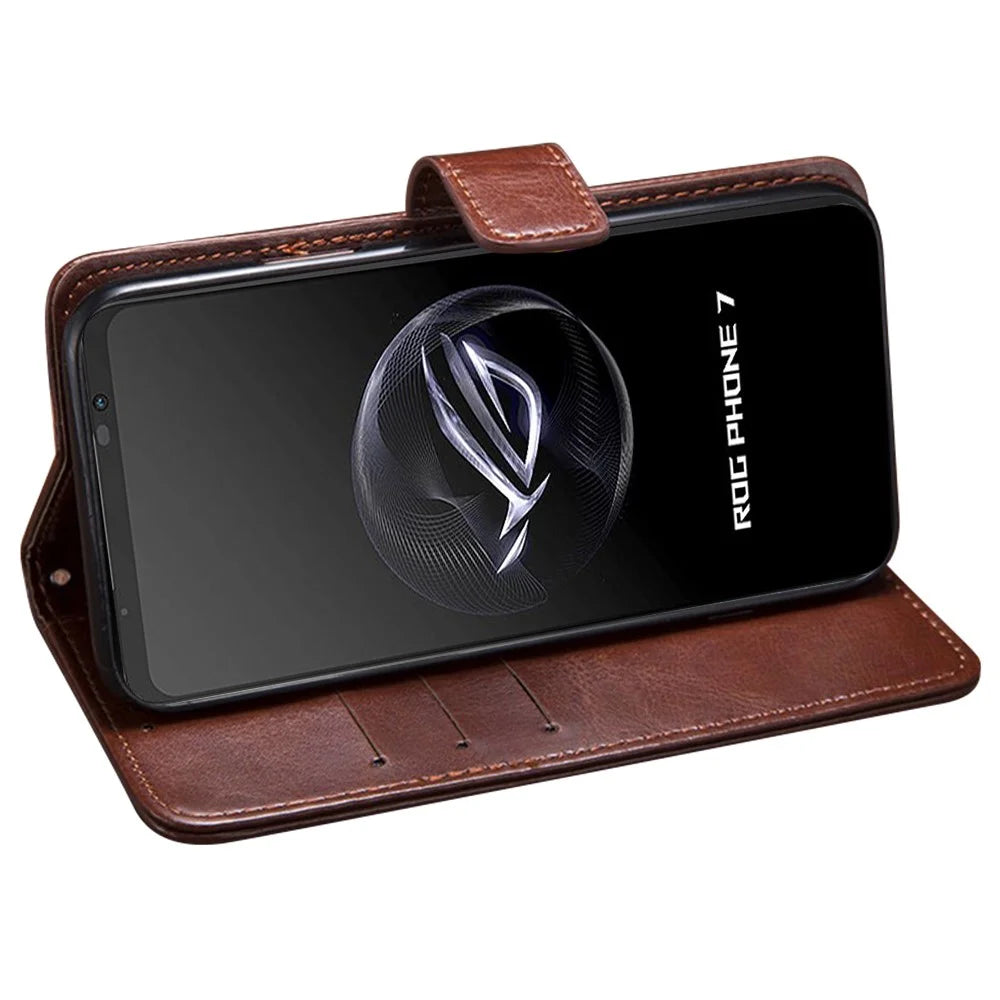 IDEWEI For Asus ROG Phone 7 5G Stand Phone Case Crazy Horse Texture PU Leather+TPU Wallet Cover - Black - 4