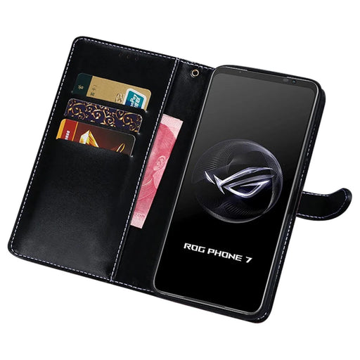 IDEWEI For Asus ROG Phone 7 5G Crocodile Texture Leather Phone Case Wallet Stand Cover - Black - 2