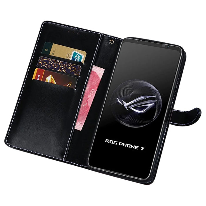 IDEWEI For Asus ROG Phone 7 5G Crocodile Texture Leather Phone Case Wallet Stand Cover - Black - 2