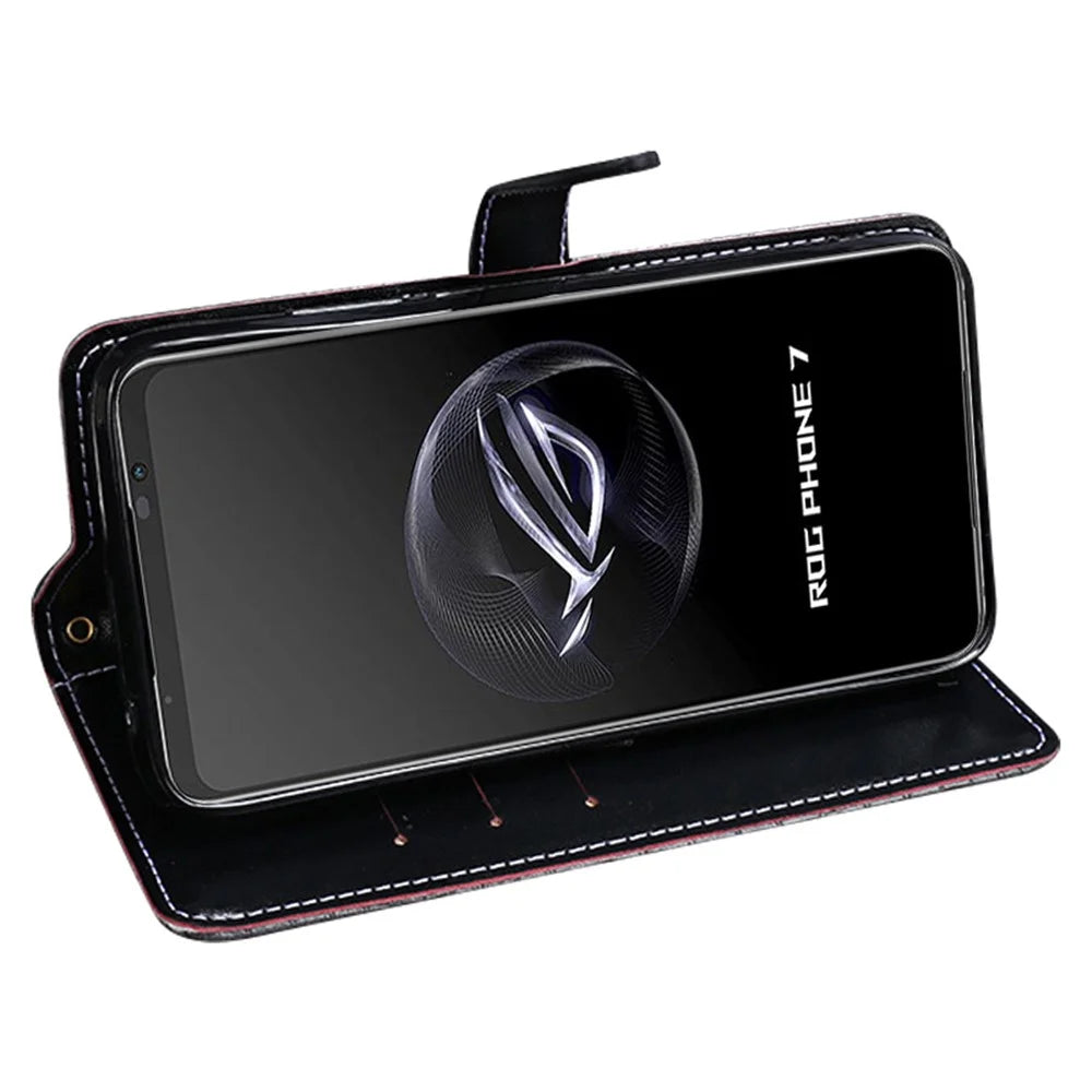 IDEWEI For Asus ROG Phone 7 5G Crocodile Texture Leather Phone Case Wallet Stand Cover - Black - 3