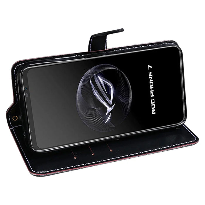 IDEWEI For Asus ROG Phone 7 5G Crocodile Texture Leather Phone Case Wallet Stand Cover - Black - 3
